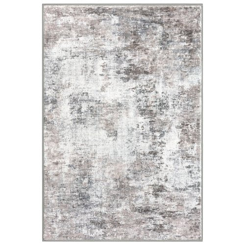 Lansny Small Abstract Area Rug 2x3 Entryway Rug Washable Door Mat Indoor Entrance, Washable Throw Rugs Non-Slip, Soft Beige Grey Kitchen Rugs Thin Print Faux Wool Floor Carpet for Foyer Front Door