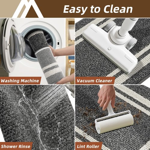 COSY HOMEER Kitchen Rugs Non-Slip 24x35/24x60 Inch Thick Polypropylene Standing Mat for Home Machine Washable, Black Frame