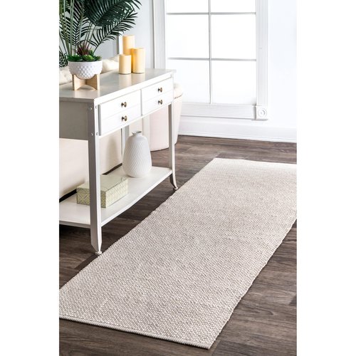 nuLOOM Lorretta Geometric Cotton Runner Rug, 2' 6" x 6', Taupe, Rectangular, 0.2" Thick