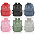 Amylove 6 Pcs Mesh Backpack Bulk 17 Inch See Through Heavy Duty Mesh Bookbags for Sports Travel Donation Charities (Colorful)