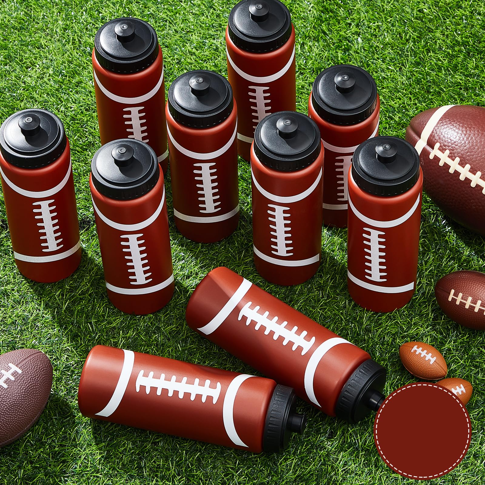 Yaomiao 6 Pcs Football Water Bottle, Football Party Favors Bulk, 20 oz Reusable Bpa-free Squeeze Water Bottles, Stuff for Sports Gifts, Team Gifts, Birthday, Tailgate Parties