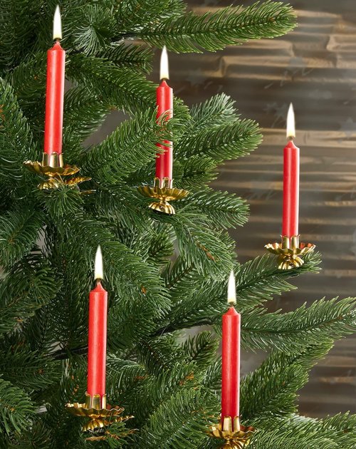 BRUBAKER Tree Candles - Red Pyramid Design - Pack of 20 - 3¾ x ½ Inches (9.5 x 1.27cm) - Made in Europe