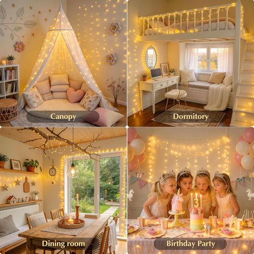 JMEXSUSS USB Fairy Lights - 33ft 100 LED Twinkle String Lights with Remote | Warm White Silver Wire for Bedroom Decor