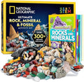 National Geographic Rock Collection Box for Kids - 300-Piece Set with Real Gemstones, Crystals & Minerals | Includes Expert Guide Book