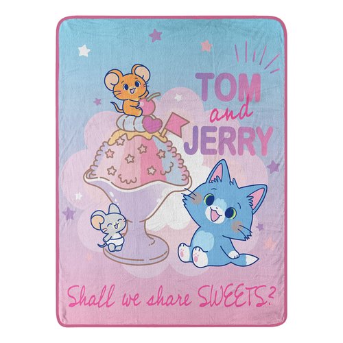 Northwest Tom & Jerry Micro Raschel Throw Blanket, 46" x 60", Sharing Sweets