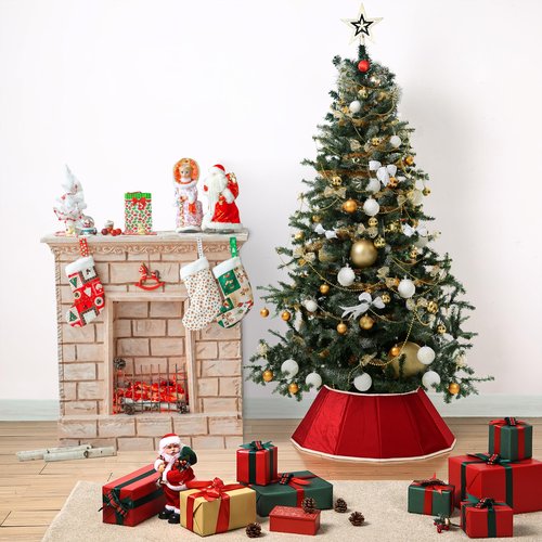 Mr. Pen- Christmas Tree Collar, 28” Red Tree Collar for Pencil Tree, Christmas Tree Collars for Artificial Trees, Christmas Tree Base Cover, Xmas Tree Collar for Christmas Tree Cover Base