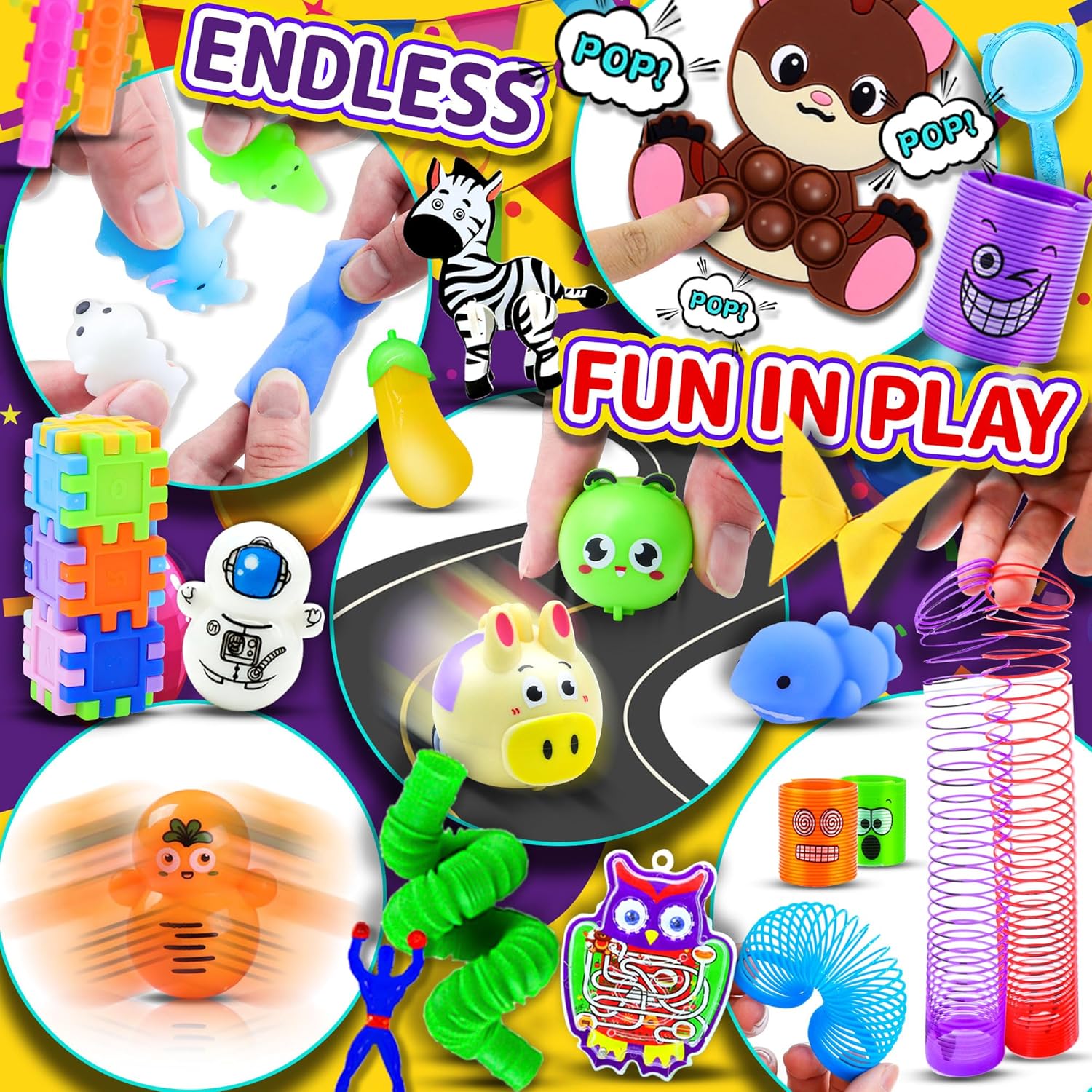 Skiennix 1000 PCS Fidget Toys - Bulk Party Favors for Kids | Classroom Prizes & Birthday Gifts
