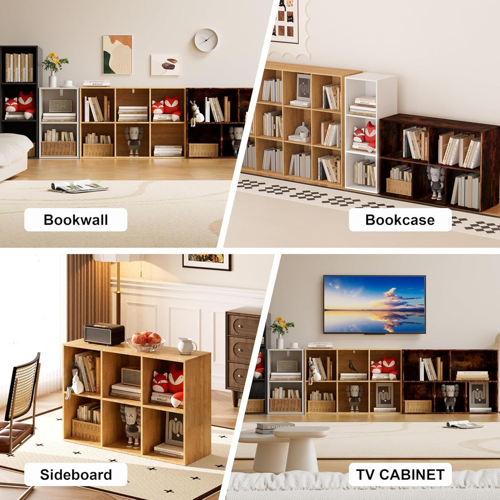 Wooden Cube Storage Organizer by [Brand Name] - 11" Open Cubes, Stackable Modular Bookcase | 2-Tier Bookshelf in White for Living Room, Bedroom, Office