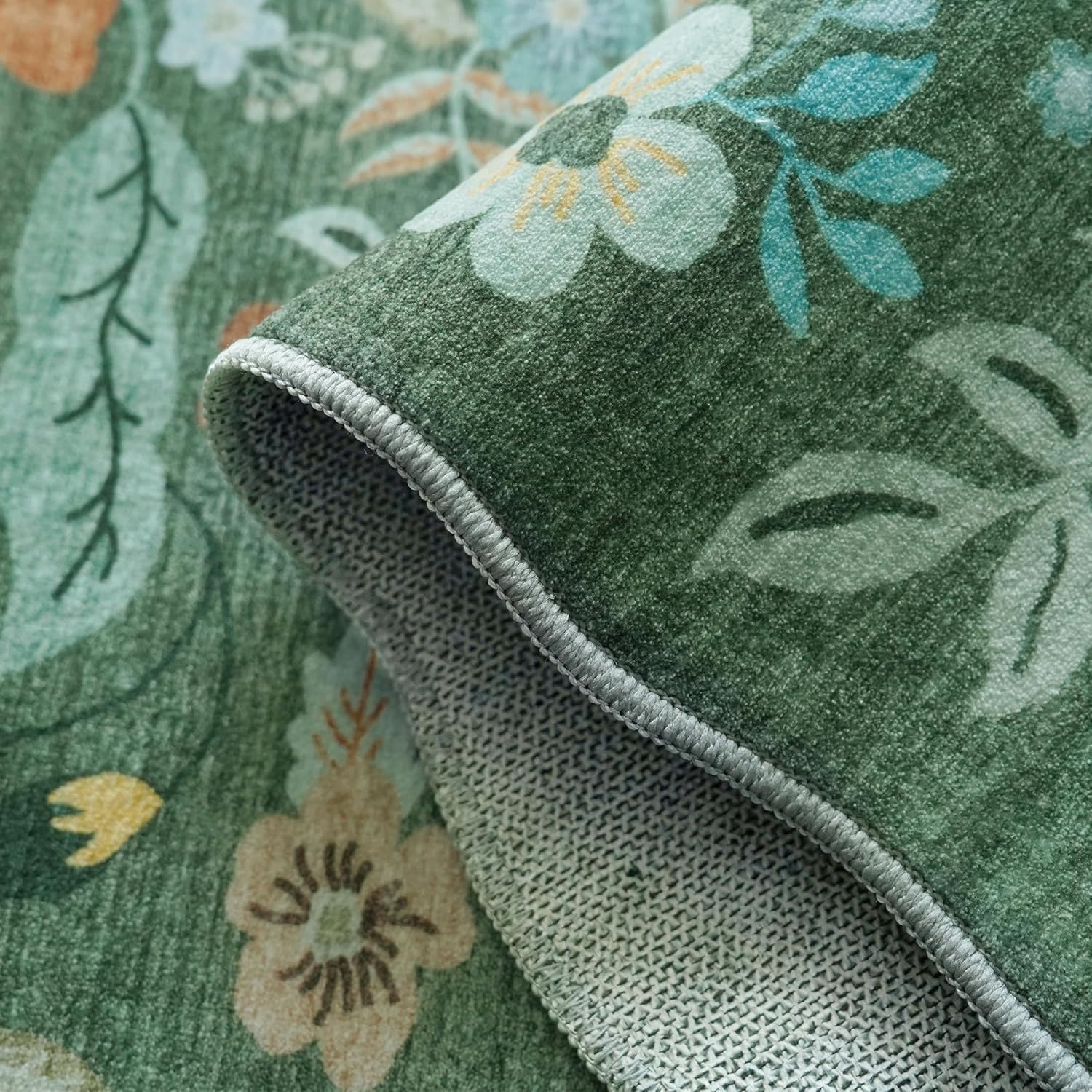 Skiennix 4x6 Living Room Area Rug - Washable Floral Design | Non-Slip & Non-Shedding for Kids Room