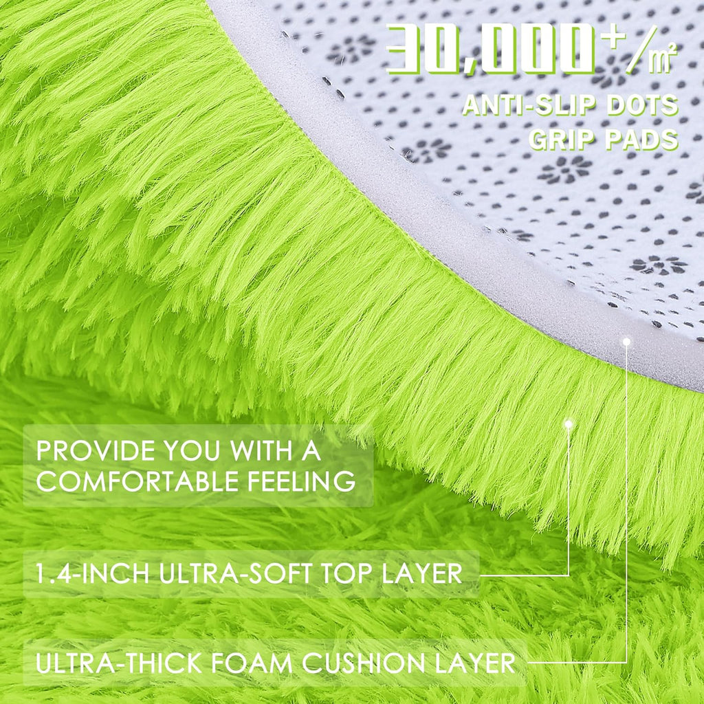 OLANLY Large Area Rug - Soft Fluffy Shaggy Carpet for Living Room & Bedroom | 6x9 ft, Lime Green