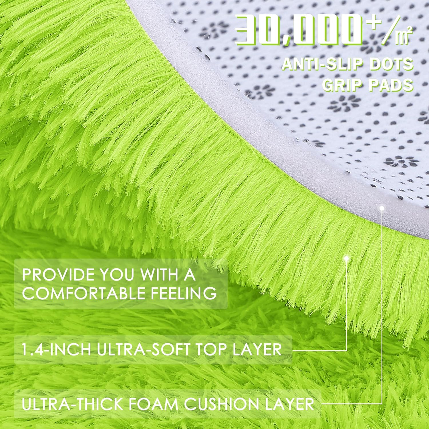 OLANLY Large Area Rug - Soft Fluffy Shaggy Carpet for Living Room & Bedroom | 6x9 ft, Lime Green