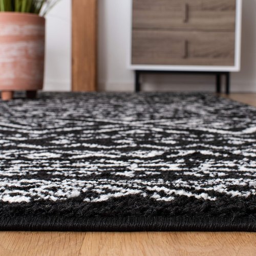 SAFAVIEH Tulum Collection Runner Rug - 2' x 13', Black & Ivory, Moroccan Boho Distressed Design, Non-Shedding & Easy to Clean, Ideal for Living Room, Hallway, Foyer, Bedroom (TUL267Z)