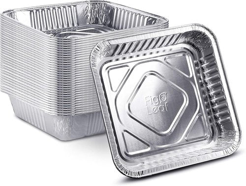 Heavy Duty Aluminum Foil Cake Pans by [Brand Name] - 50 Pack | 8” x 8” Disposable Baking Tins for Roasting & Cooking