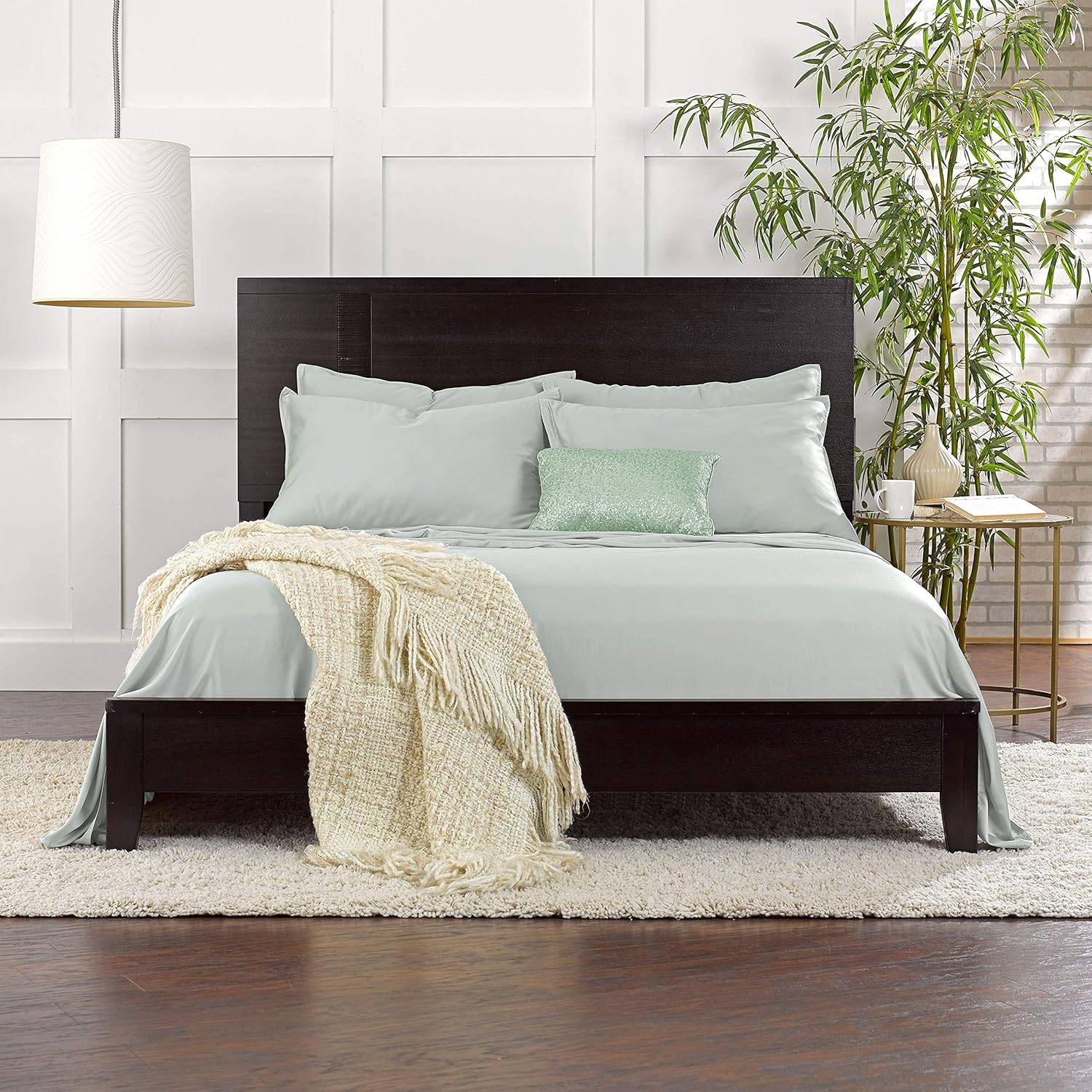 Pure Bamboo California King Sheets - 100% Organic Viscose Bed Set, Soft & Cooling, Sea Glass Color