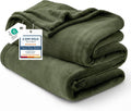 Bedsure GentleSoft Fleece Throw XL Blanket - Olive Green 300GSM Plush Cozy Blanket for Bed & Travel, 50x70 Inches