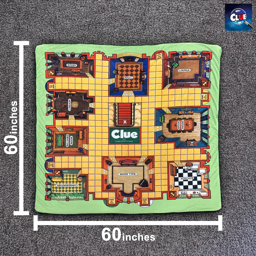 Surreal Entertainment Clue Game Board | Clue Throw Blanket | Oversized Clue Game Board | Giant Clue Floor Board Game | 60 X 60 Inches | Officially Licensed
