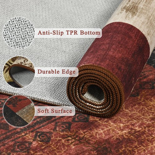 Tepook Modern Area Rug for Living Room, 6x9 Geometric Large Rugs for Bedroom, Washable Patchwork Rug Indoor Non-Slip Throw Carpets for Dining Room Office Farmhouse Home Decor, Multi
