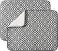 Subekyu Dish Drying Mat - Ultra Absorbent Microfiber Drainer Mats | 2 Pack, 19.2 x 15.8 Inch (Rhombus)