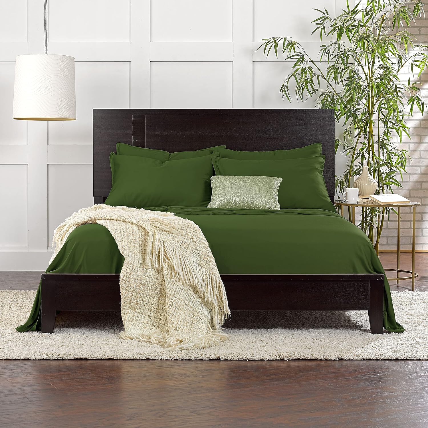 Pure Bamboo Twin Sheets - Luxuriously Soft 100% Organic Viscose Bed Sheet Set | Cooling & Durable (Twin, Pesto)