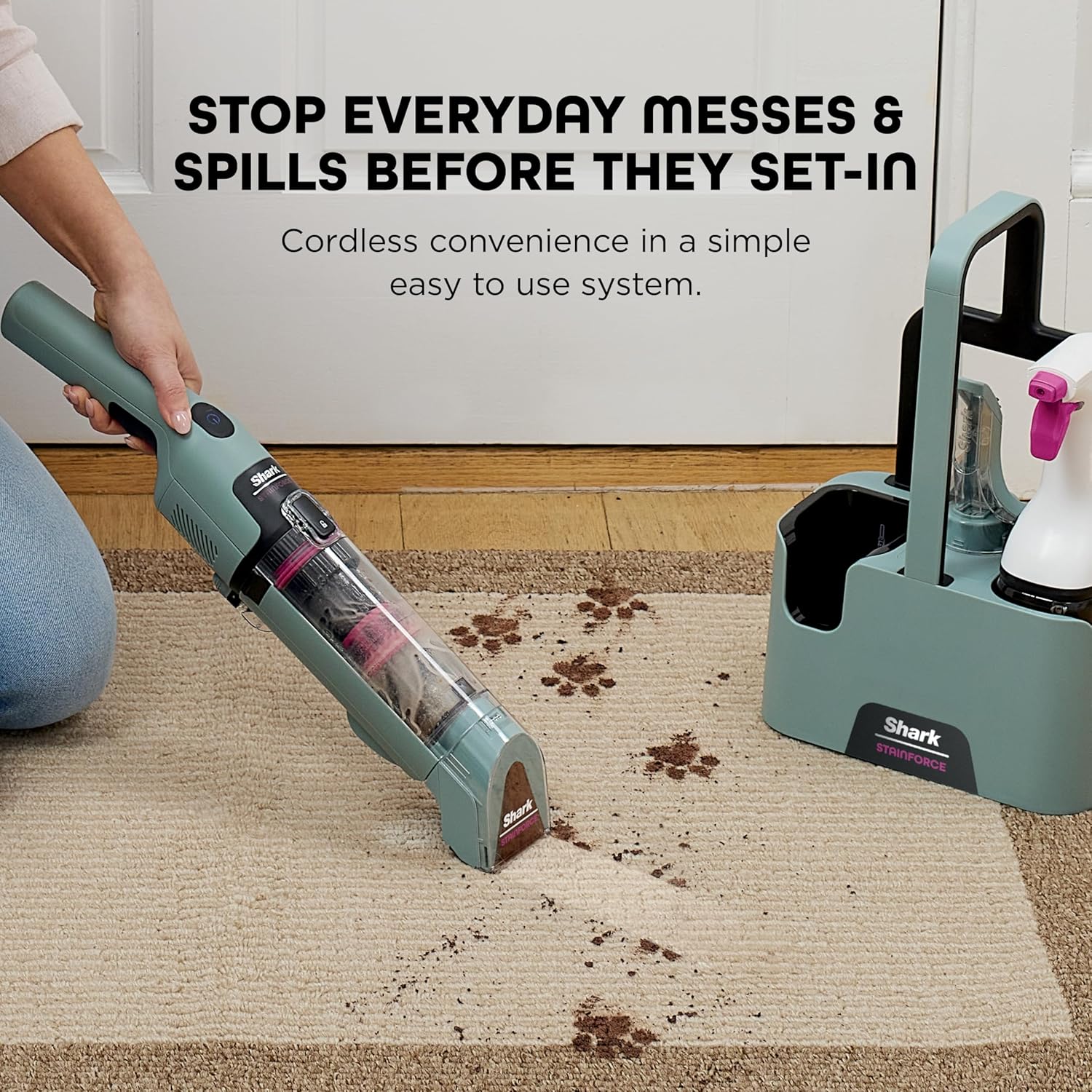 Shark StainForce Portable Spot & Odor Remover System - Cordless with Accessories & Storage Caddy