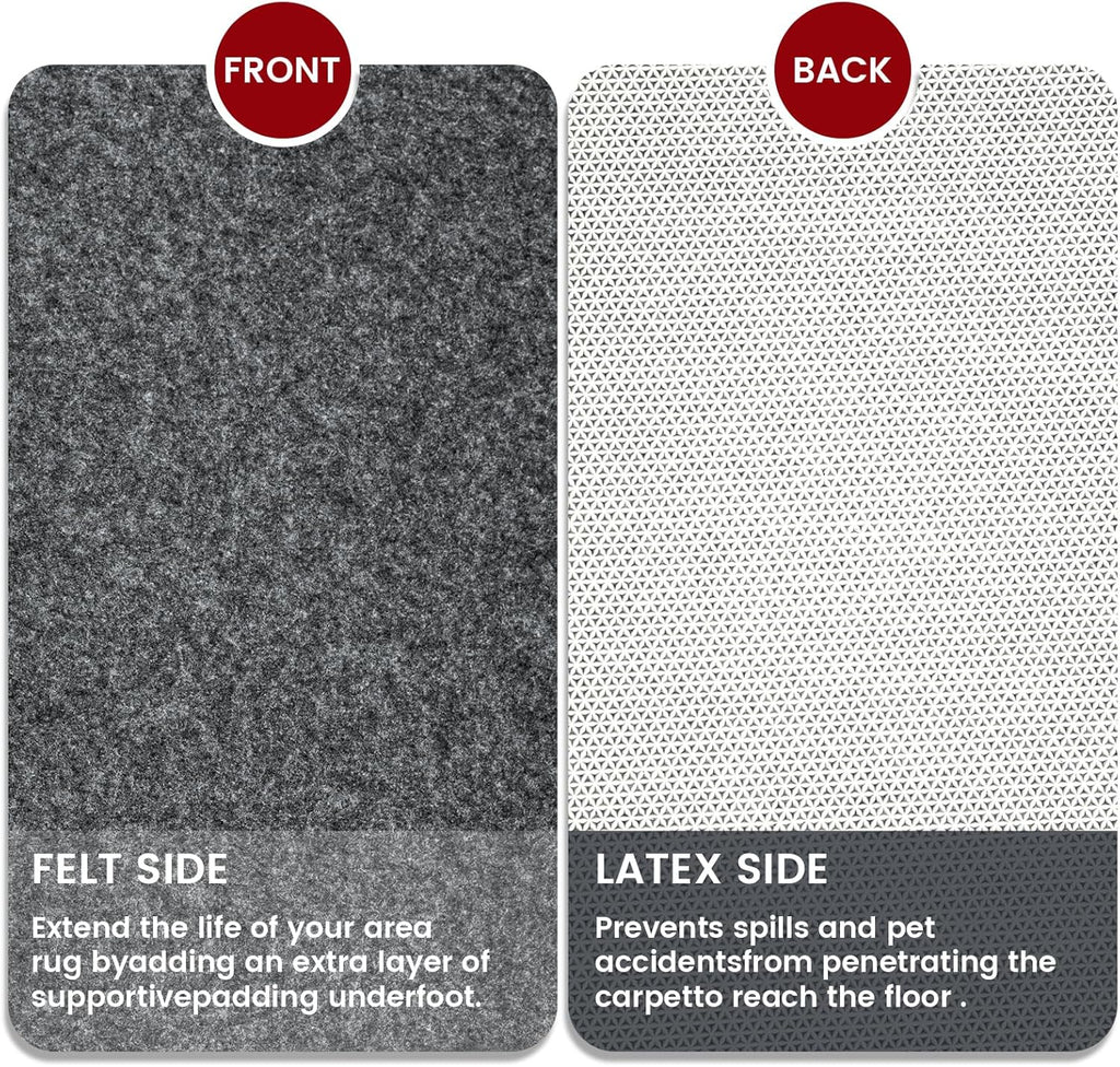 Skiennix Waterproof Rug Pad - Non-Slip Carpet Pad for All Floors | 8x10 ft Felt Pad for Hardwood