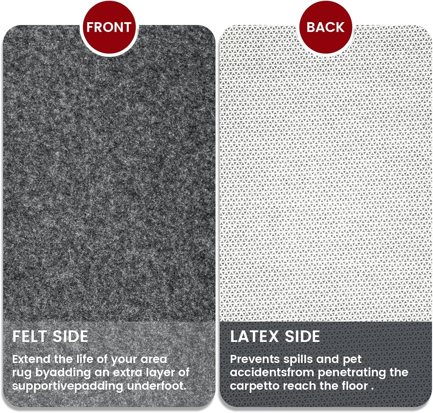 Skiennix Waterproof Rug Pad - Non-Slip Carpet Pad for All Floors | 8x10 ft Felt Pad for Hardwood