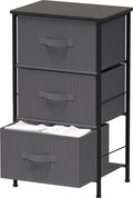 Simple Houseware 3 Drawer Nightstand Dresser with Wood Top, Dark Grey