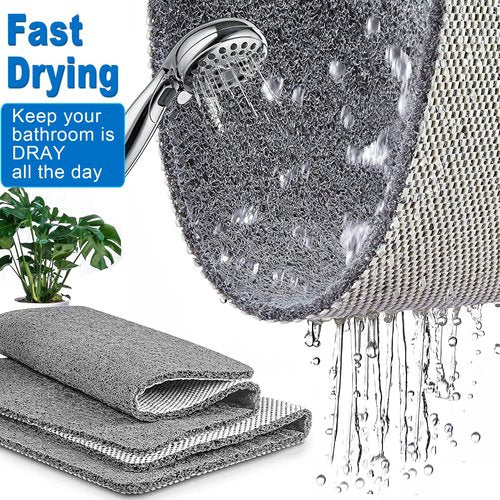 Shower Mats Non Slip for Elderly, 16x24’Lager Loofah Shower Mat, Loofah Bath Mats for Shower for Elderly-Grey