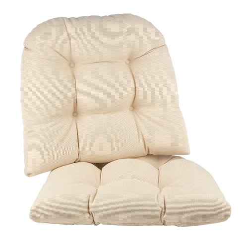 Klear Vu Saturn Non-Slip Seat Cushion, Assembled in The USA, Button-Tufted Pillow for Dining, Office, or Rocking Chair, Durable Fabric Cover, 18" x 20" x 3", Set of 2, Natural