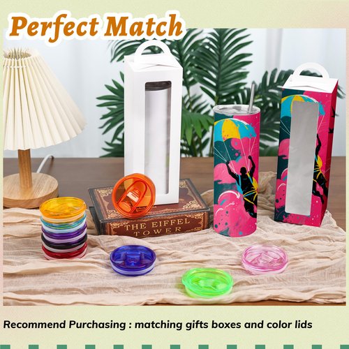 Joyclub 16 Pack Sublimation Tumblers Blanks 20 oz Flat Edge Skinny Straight Sublimation Cups With Lids and Straws for Heat Press No Gift Boxes
