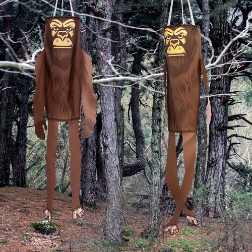 Briwooody 2 Pcs Wind Socks for Outside Heavy Duty Sasquatch Gifts Decoration with Lights 50 Inch Funny Hanging Outdoor Wind Socks Decoration for Garden Porch Yard Lawn Party Decor