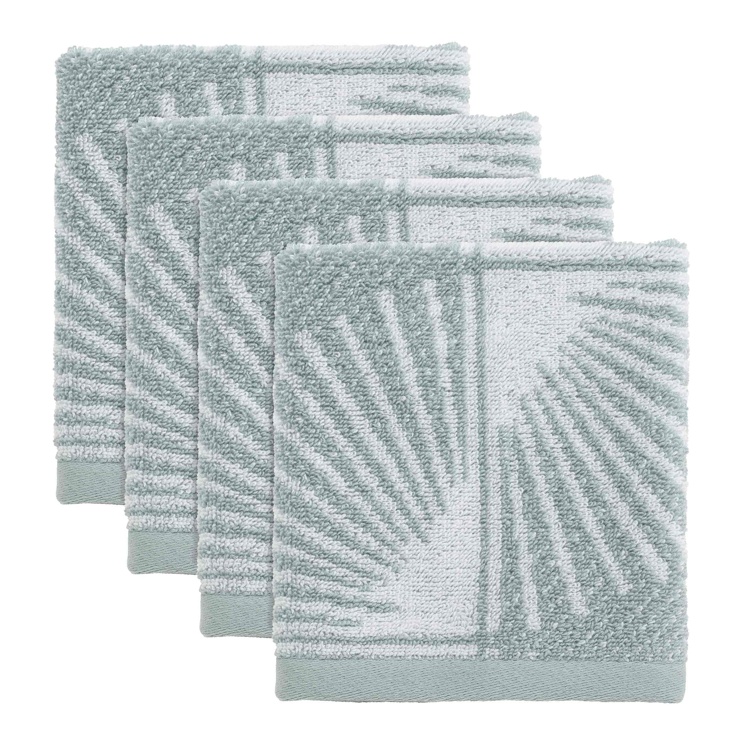 Nicole Miller - Washcloths, Soft & Absorbent Cotton, Dorm Room Essentials, Set of 4 (Kendall Collection, Oasis)