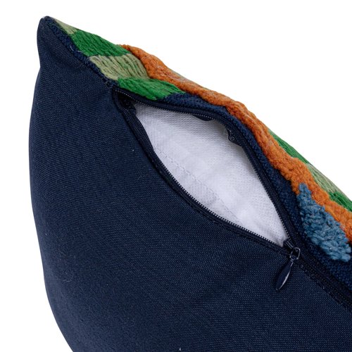 Creative Co-Op Embroidered Fabric Indoor/Outdoor Lumbar Pillow with Botanicals and Tufting, Multicolor
