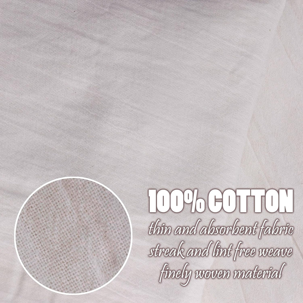 PERLLI Kitchen Flour Sack Dish Towels - 12 Pack, 28x28 Inches, Lint-Free, 100% Cotton, Highly Absorbent, White