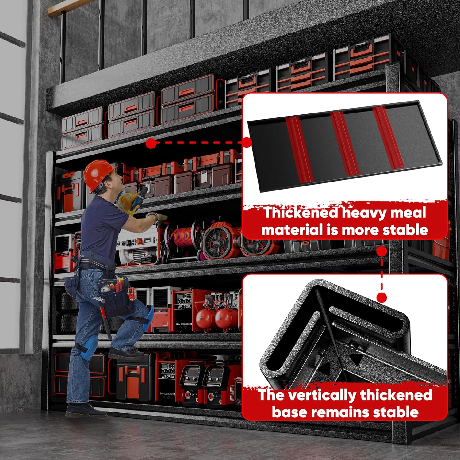 POKIPO Heavy-Duty Garage Shelving Unit - 5-Tier Adjustable Metal Rack | 72" H x 35" W x 15.7" D, 3000LBS Capacity