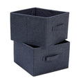 Collapsible Cotton Blend Cube Storage Drawer with Handle, Set of 2, Denim