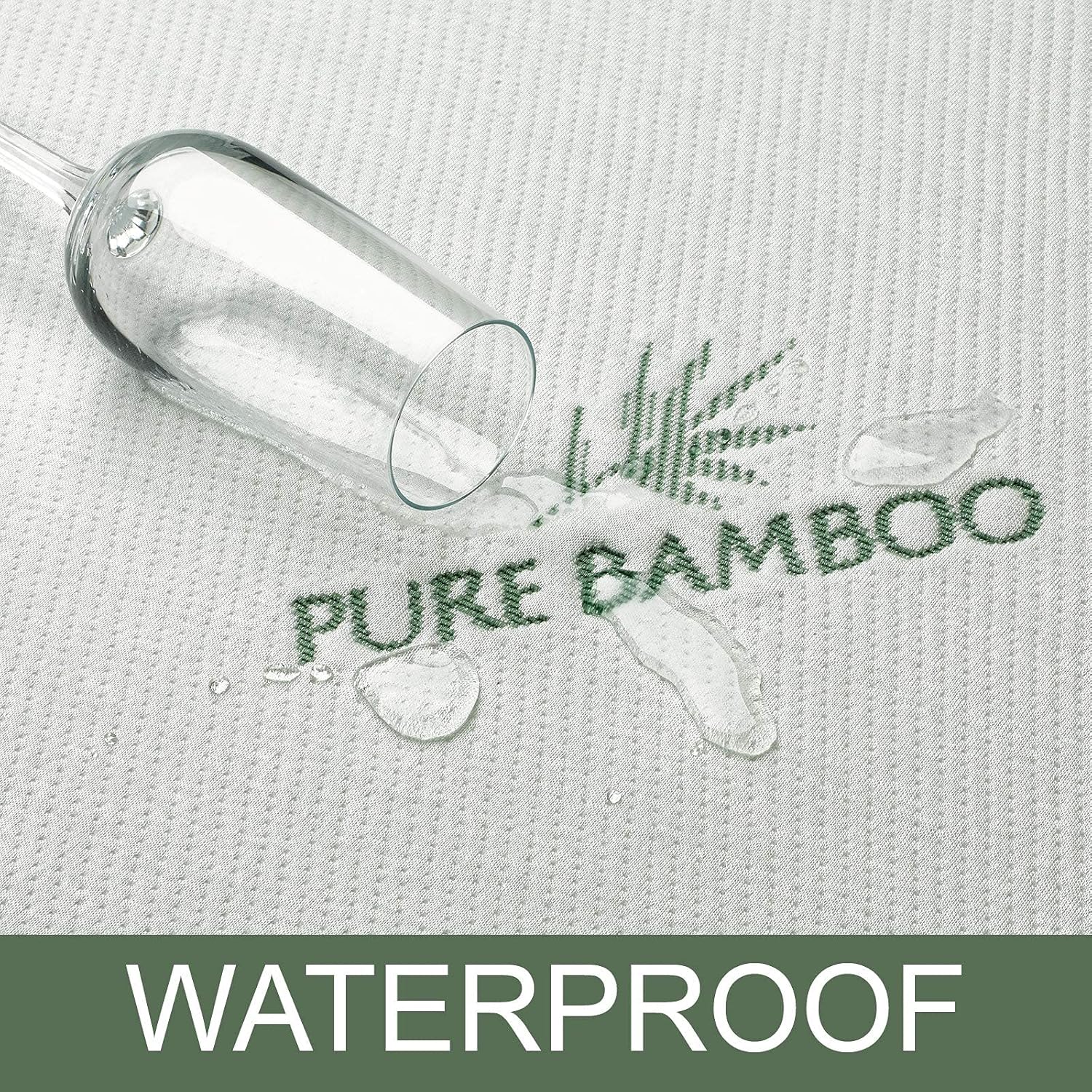 PURE BAMBOO Queen Mattress Protector - Waterproof, Breathable & Noiseless Cover for Moisture & Stain Protection