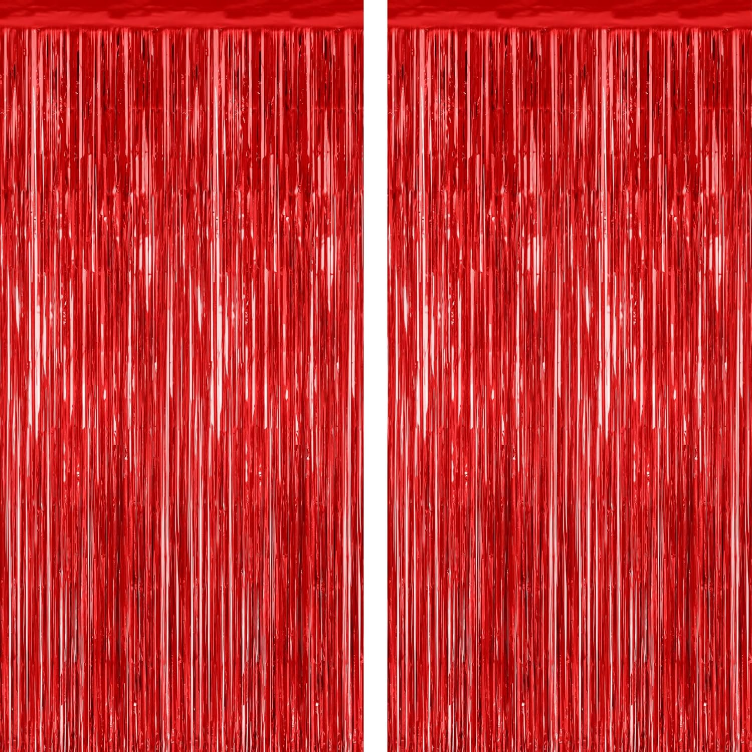 Red Tinsel Backdrop by [Brand Name] - 2 Pack Fringe Curtains | 3.28 FT x 7.05 FT for Weddings & Valentine's Day