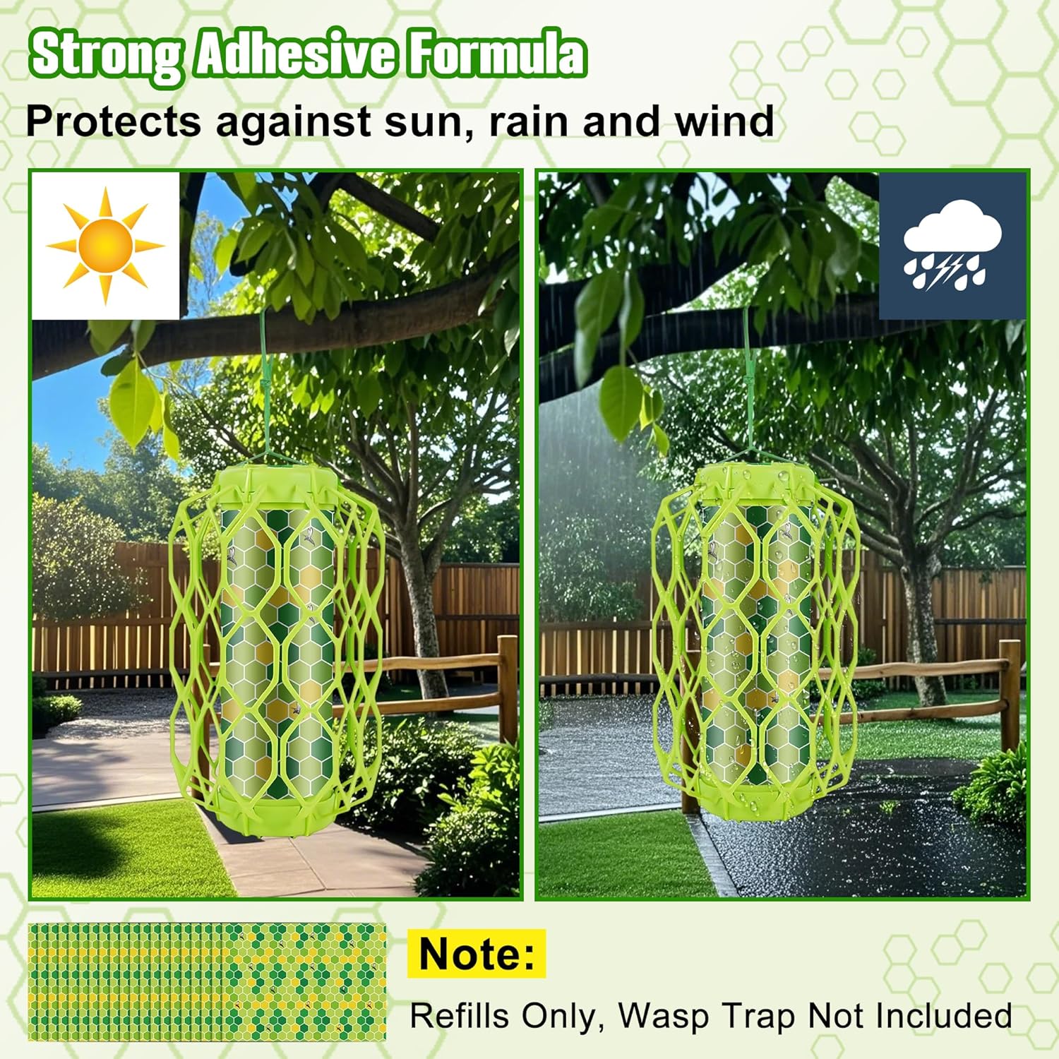 Qualirey Wasp Trap Refills - 20 Pack Super Sticky Replacement Pads for Yellow Jackets | 12 x 8.6 Inch