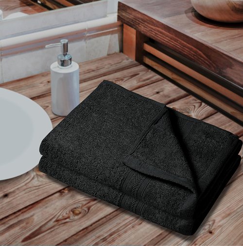 ARC HOME Bath Towels Set of 6 – Medium Size 24x48 Inches – 100% Cotton Terry – Soft, Quick Dry & Absorbent – Black Bathroom Towels for Spa, Gym, Pool & Daily Use