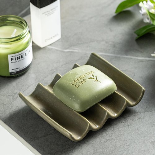 Cormomu Bar Soap Holder, Ceramic Soap Dish for Shower, Bathroom Soap Saver with Drainage, Bathroom and Kitchen Sink Organizer, Keep Soap Dry