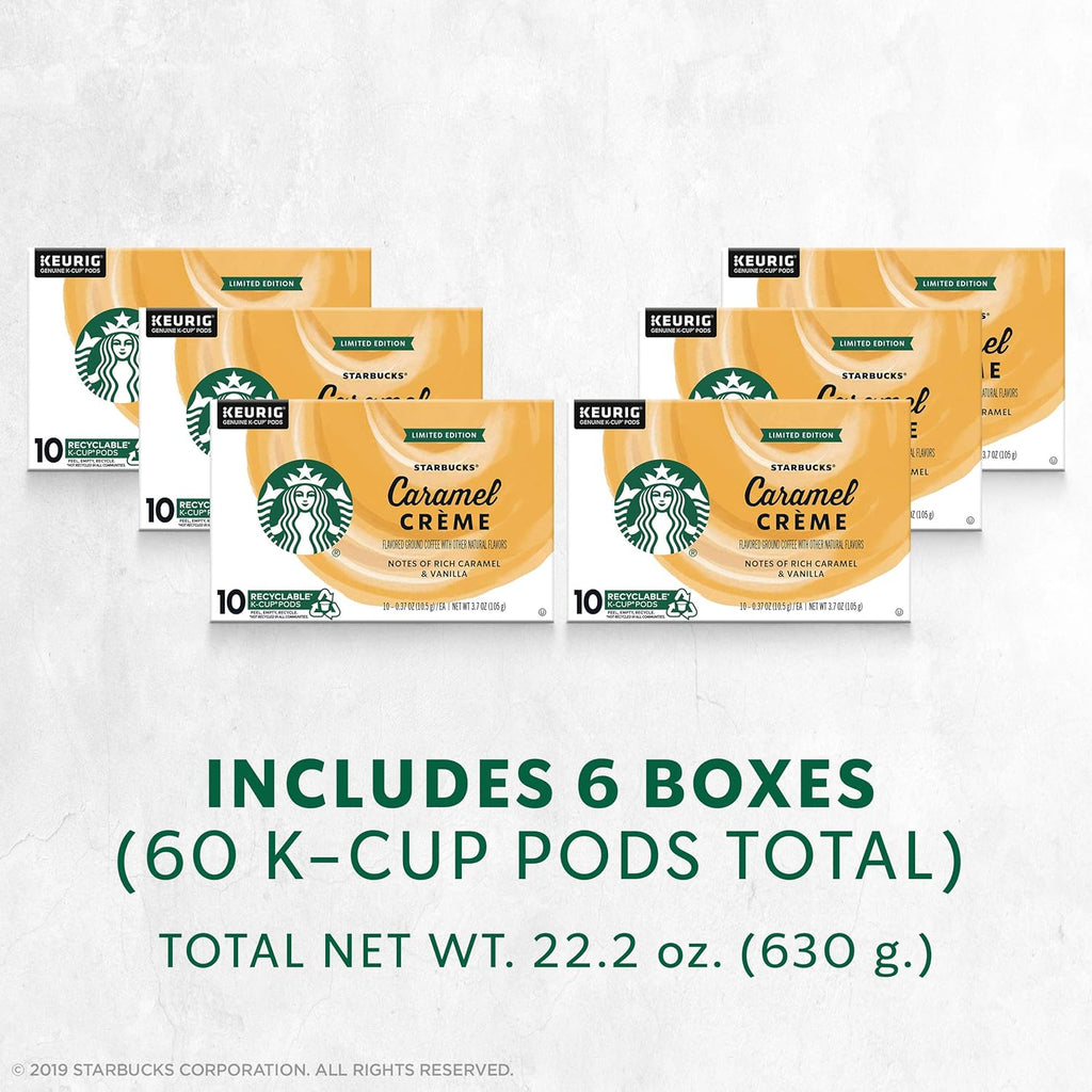Starbucks K-Cup Coffee Pods - Caramel Crème Flavor for Keurig Brewers | 10 Count (Pack of 6)