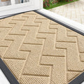 OLANLY Indoor Outdoor Front Door Mat - Waterproof, All-Season Doormat in Herringbone Brick (Beige, 29.5x17)