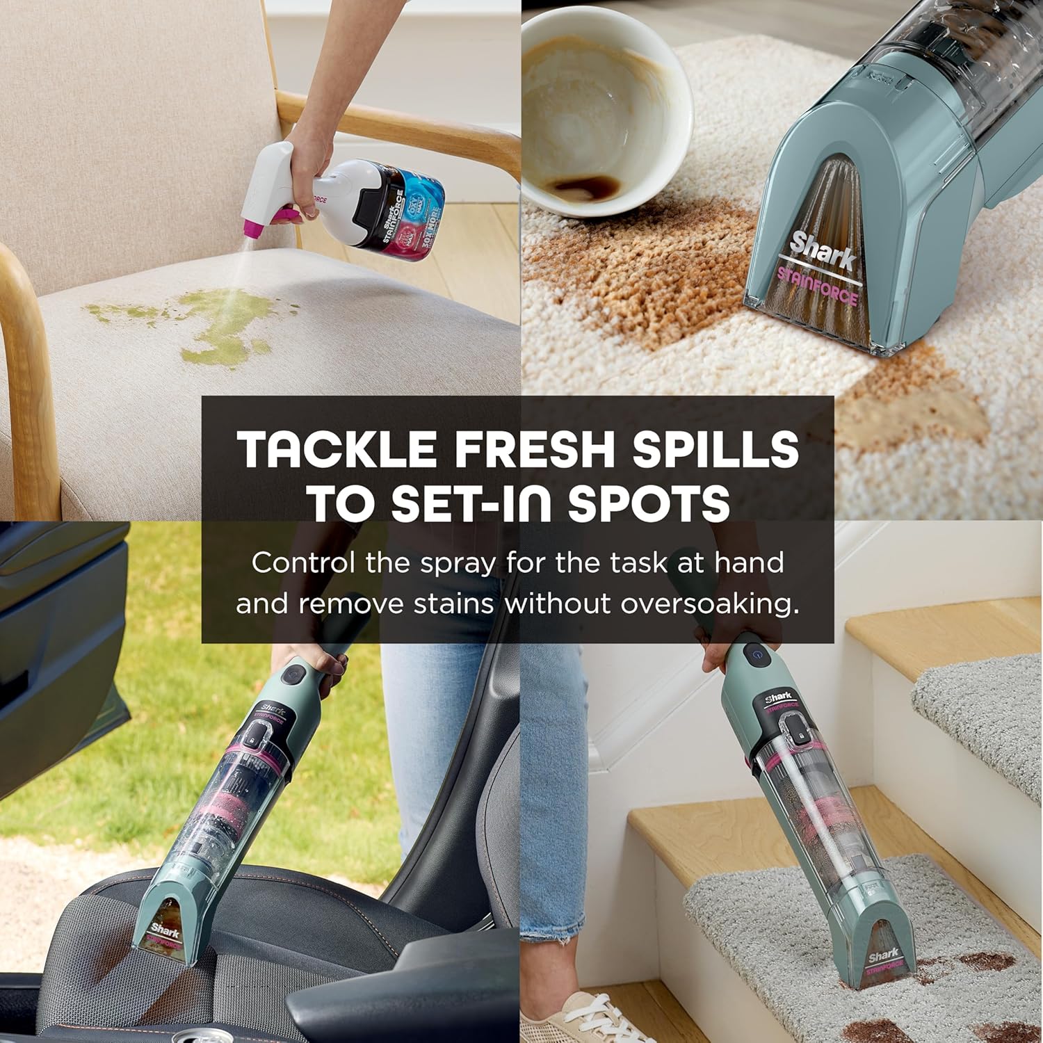 Shark StainForce Portable Spot & Odor Remover System - Cordless with Accessories & Storage Caddy