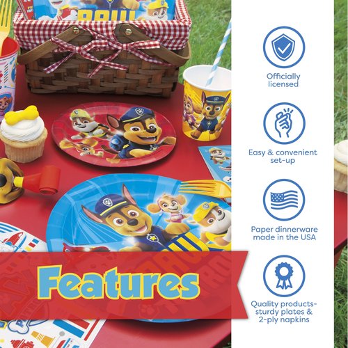 Paw Patrol Birthday Decorations | Paw Patrol Plates and Napkins for Party | Serves 16 Guests | Officially Licensed