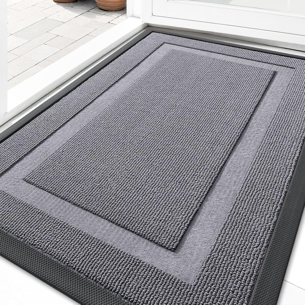OLANLY Waterproof Front Door Mat - All-Season Indoor/Outdoor Doormat, Easy Clean, 35x23, Classic Gray