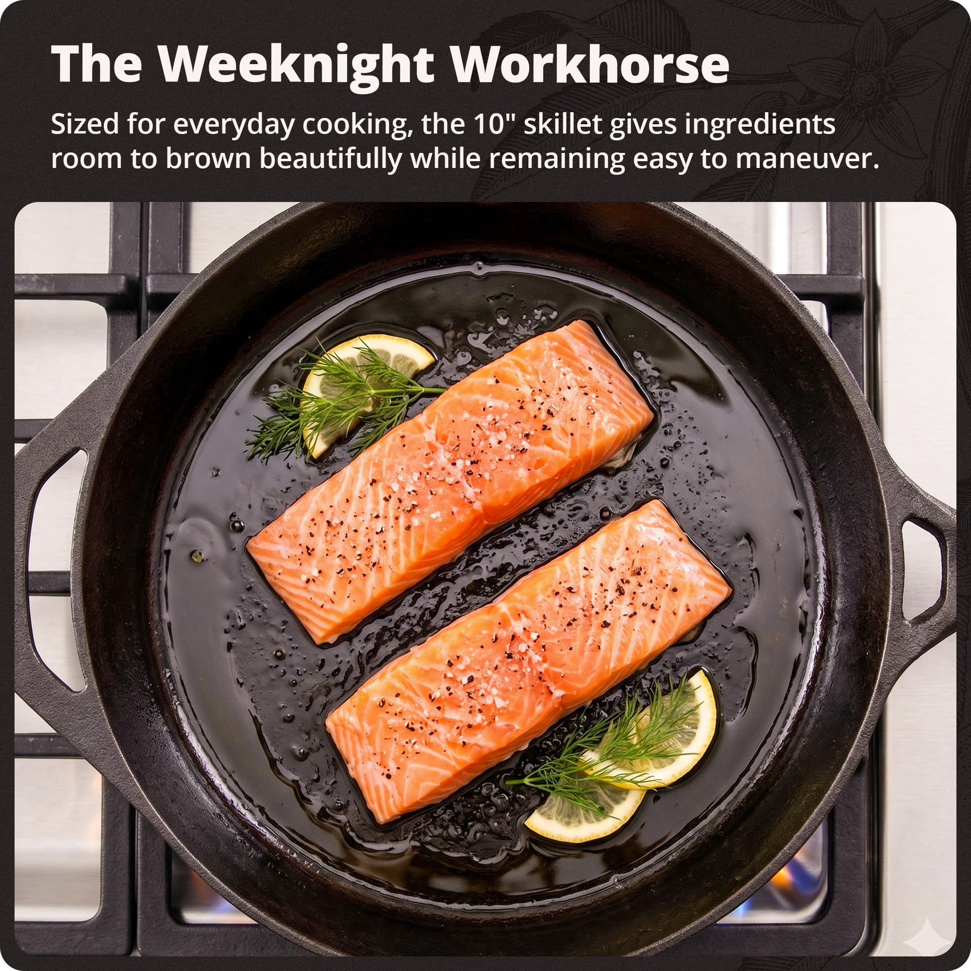 Greater Goods 10" Cast Iron Skillet, Smooth Surface, Nonstick-Like Release
