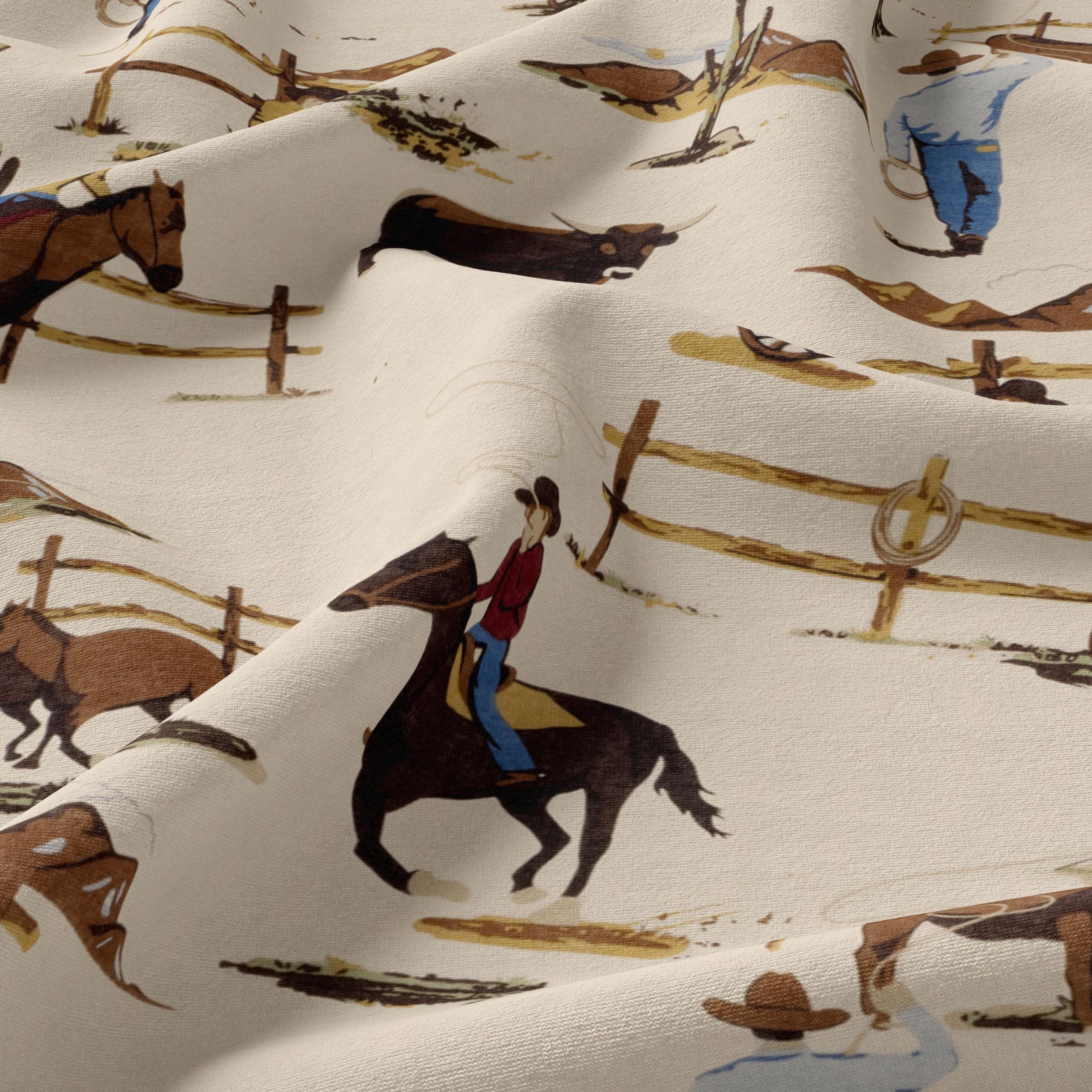 Sweet Jojo Designs 2-Piece Twin Comforter Set (Western Cowboy) for Boys, Children, Kids Bedding, Bed in a Bag incl. Blanket & Pillow Sham (Wild West, Farmhouse, Southern Charm, Country, Horse, Patch)
