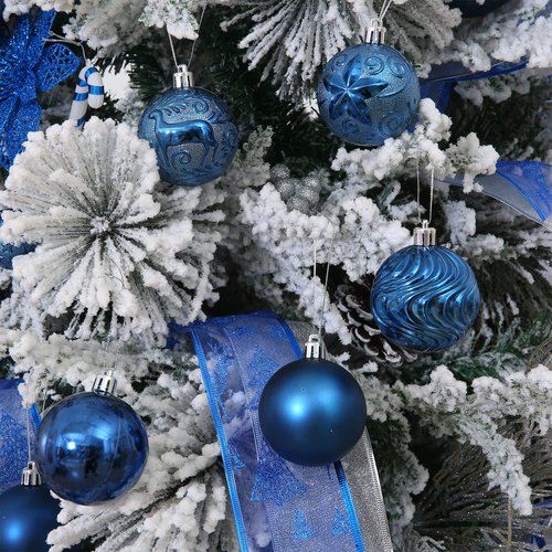 34ct Navy Blue Christmas Ball Ornaments Shatterproof Plastic Christmas Tree Decorations for Xmas Party Home Office Holiday Decor -Medium Size (2.36"/ 60mm)