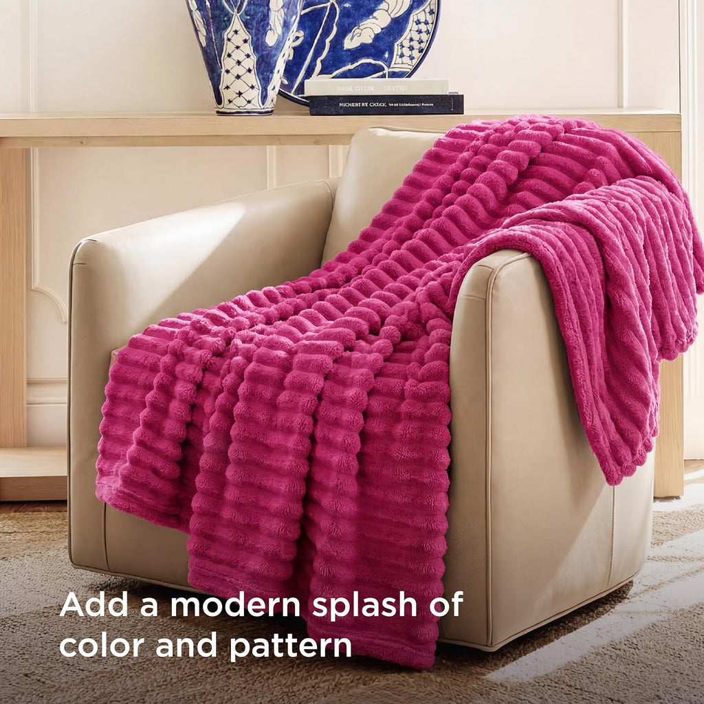 Bedsure GentleSoft Fleece Blanket - Cozy Hot Pink Throw for Couch, Perfect for Women & Girls, 60x80 Inches